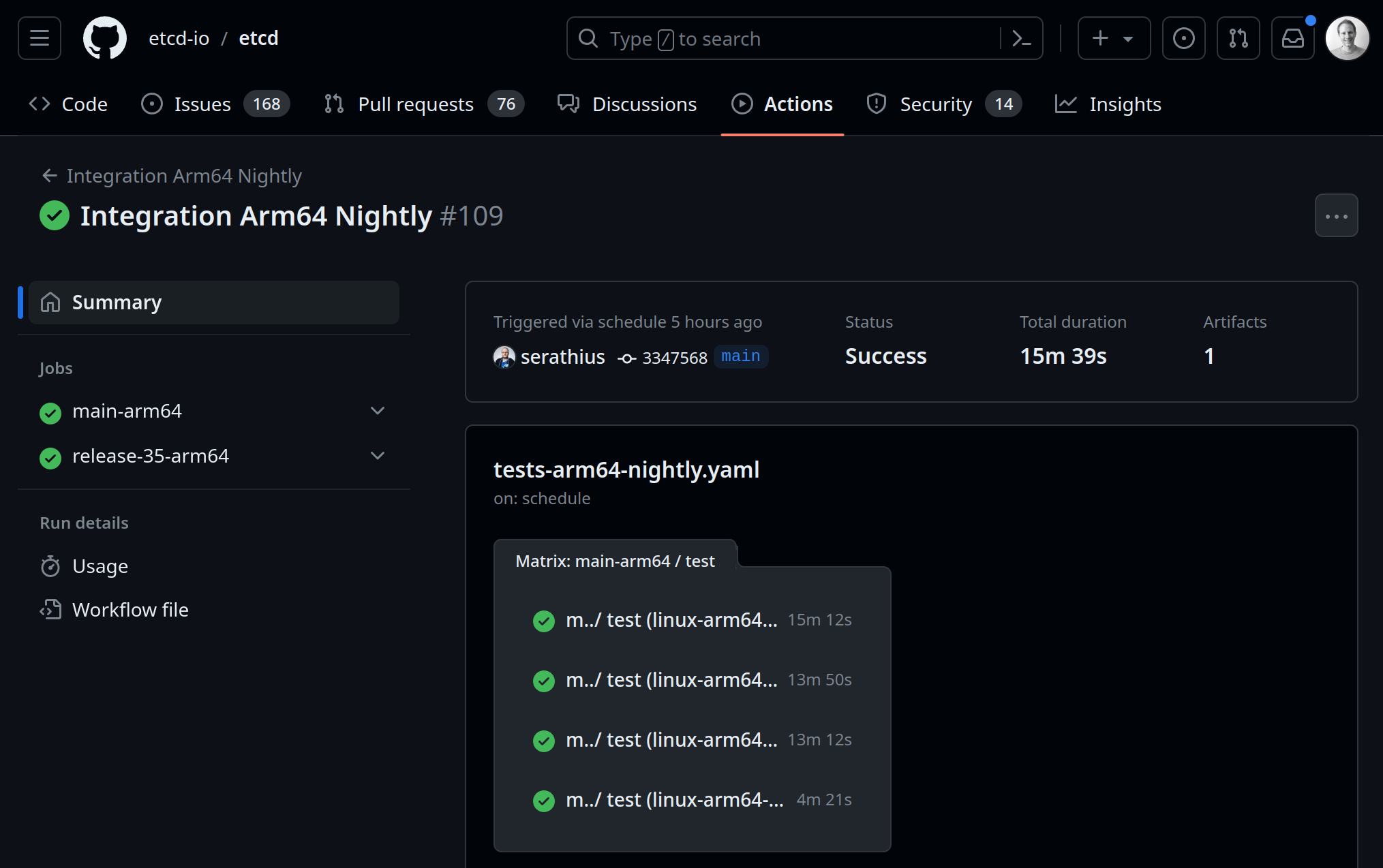 One of the first nightly jobs running within an isolated Firecracker VM