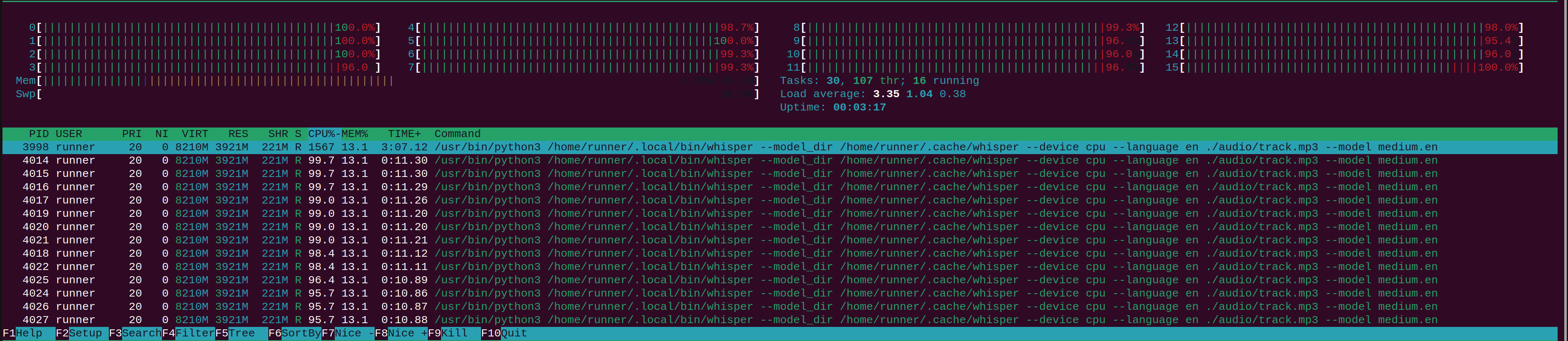 You can run the medium model on CPU, but would you want to?