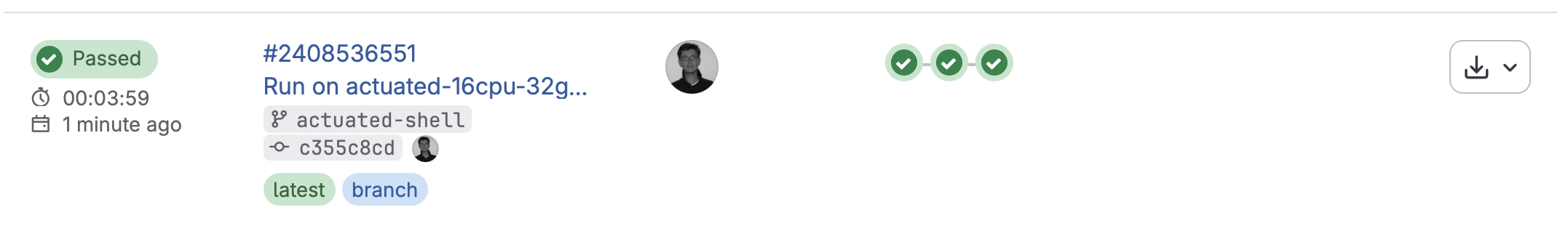 Our fastest run with actuated on bare-metal, just under 4 minutes