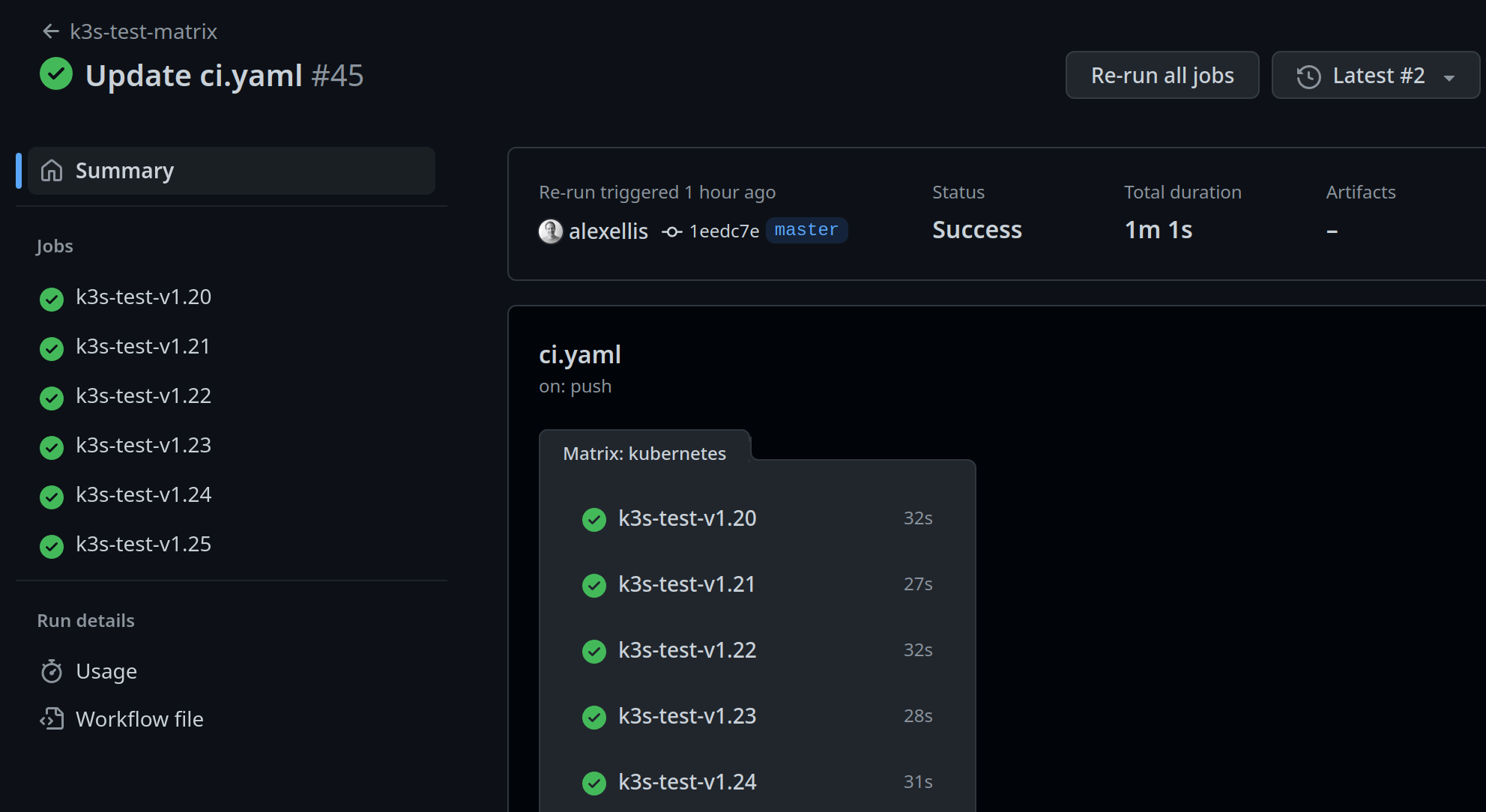 Testing multiple Kubernetes versions